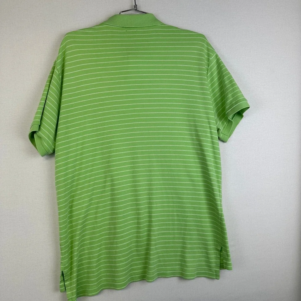 Polo‎ Ralph Lauren Striped Polo Shirt Men's Large Green Good Custom Fit